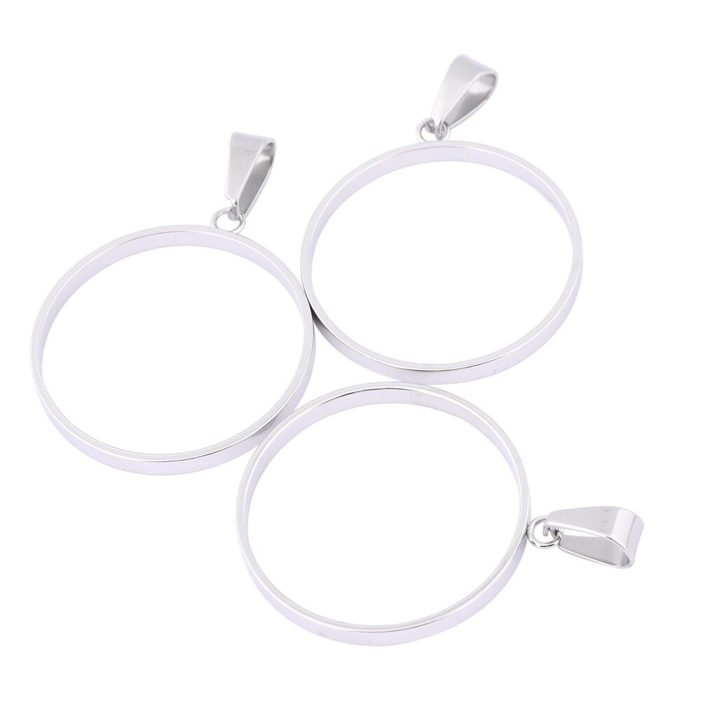 2545 20pcs Stainless Steel Open Bezel Charms 30mm Round Cabochon Frame